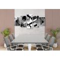 5-PIECE CANVAS PRINT ABSTRACT GEOMETRY IN BLACK AND WHITE - BLACK AND WHITE PICTURES - PICTURES