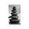 POSTER WITH MOUNT STABLE STONE PYRAMID IN BLACK AND WHITE - BLACK AND WHITE - POSTERS