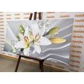 CANVAS PRINT WHITE LILY ON AN INTERESTING BACKGROUND - PICTURES FLOWERS - PICTURES