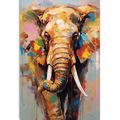 CANVAS PRINT A STYLISH ELEPHANT WITH AN IMITATION OF A PAINTING - PICTURES ELEPHANTS - PICTURES