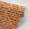 WALL MURAL ORANGE BRICK WALL - WALLPAPERS WITH IMITATION OF BRICK, STONE AND CONCRETE - WALLPAPERS