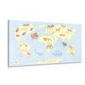 CANVAS PRINT WORLD MAP WITH ANIMALS - PICTURES OF MAPS - PICTURES