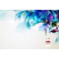 CANVAS PRINT FASHIONABLE FEMALE FACE WITH ABSTRACT ELEMENTS - PICTURES OF PEOPLE - PICTURES