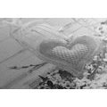 CANVAS PRINT VINTAGE HEART AND LANTERNS IN BLACK AND WHITE - BLACK AND WHITE PICTURES - PICTURES