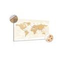 DECORATIVE PINBOARD WORLD MAP WITH A VINTAGE TOUCH - PICTURES ON CORK - PICTURES