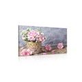 CANVAS PRINT CARNATION FLOWERS IN A MOSAIC POT - PICTURES FLOWERS - PICTURES