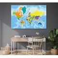 DECORATIVE PINBOARD COLORED MAP OF THE WORLD - PICTURES ON CORK - PICTURES