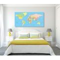 CANVAS PRINT MAP ON A BLUE BACKGROUND - PICTURES OF MAPS - PICTURES