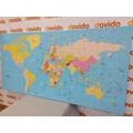 CANVAS PRINT MAP ON A BLUE BACKGROUND - PICTURES OF MAPS - PICTURES