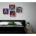 CANVAS PRINT SET ANIMALS IN POP ART STYLE - SET OF PICTURES - PICTURES
