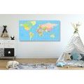 DECORATIVE PINBOARD MAP ON A BLUE BACKGROUND - PICTURES ON CORK - PICTURES