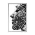 POSTER WOMAN WITH ABSTRACT ELEMENTS - BLACK AND WHITE - POSTERS