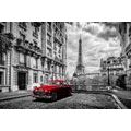 WALL MURAL RED RETRO CAR IN PARIS - WALLPAPERS CITIES - WALLPAPERS