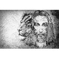 SELF ADHESIVE WALLPAPER ALMIGHTY WITH A LION IN BLACK AND WHITE - SELF-ADHESIVE WALLPAPERS - WALLPAPERS