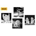 CANVAS PRINT SET ANGELS IN BLACK AND WHITE - SET OF PICTURES - PICTURES