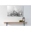 CANVAS PRINT VINTAGE HEART AND LANTERNS IN BLACK AND WHITE - BLACK AND WHITE PICTURES - PICTURES