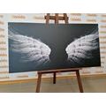 CANVAS PRINT BLACK AND WHITE ANGEL WINGS - BLACK AND WHITE PICTURES - PICTURES