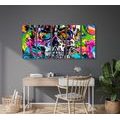 5-PIECE CANVAS PRINT COLORFUL ARTISTIC SKULL - POP ART PICTURES - PICTURES