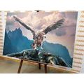 CANVAS PRINT EAGLE WITH SPREAD WINGS OVER THE MOUNTAINS - PICTURES OF ANIMALS - PICTURES