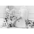 WALL MURAL BLACK AND WHITE ROMANTIC STILL LIFE IN VINTAGE STYLE - BLACK AND WHITE WALLPAPERS - WALLPAPERS