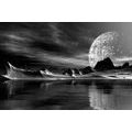 CANVAS PRINT FUTURISTIC LANDSCAPE IN BLACK AND WHITE - BLACK AND WHITE PICTURES - PICTURES