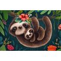CANVAS PRINT CUTE SLOTHS - CHILDRENS PICTURES - PICTURES