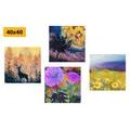 CANVAS PRINT SET IMITATION OF AN OIL PAINTING OF A DEER IN THE NATURE - SET OF PICTURES - PICTURES