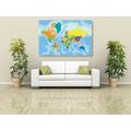 DECORATIVE PINBOARD COLORED MAP OF THE WORLD - PICTURES ON CORK - PICTURES
