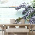 WALL MURAL LAVENDER ON A WOODEN BACKGROUND - WALLPAPERS WITH IMITATION OF WOOD - WALLPAPERS