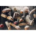 WALL MURAL HANGING PASTRIES ON A ROPE - WALLPAPERS FOOD AND DRINKS - WALLPAPERS