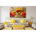 CANVAS PRINT RED POPPIES IN AN ETHNO TOUCH - ABSTRACT PICTURES - PICTURES