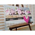 CANVAS PRINT CARNATION FLOWERS IN A WOODEN BOX - VINTAGE AND RETRO PICTURES - PICTURES