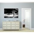 CANVAS PRINT ANGEL WITH A CROSS IN BLACK AND WHITE - BLACK AND WHITE PICTURES - PICTURES