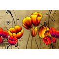 CANVAS PRINT RED POPPIES IN AN ETHNO TOUCH - ABSTRACT PICTURES - PICTURES