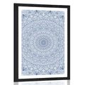 PLAKAT S PASPARTUJEM OKRASNA MANDALA Z DETAJLI V MODRI BARVI - FENG SHUI - PLAKATI