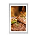 POSTER WITH MOUNT GRILLED BEEF STEAK - WITH A KITCHEN MOTIF - POSTERS