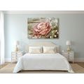 CANVAS PRINT PINK VINTAGE ROSE - VINTAGE AND RETRO PICTURES - PICTURES