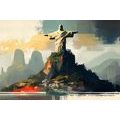CANVAS PRINT STATUE OF JESUS IN RIO DE JANEIRO - PICTURES MOUNTAINS - PICTURES