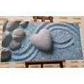 CANVAS PRINT HEART MADE OF STONE ON A SANDY BACKGROUND - STILL LIFE PICTURES - PICTURES
