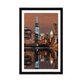 POSTER WITH MOUNT REFLECTION OF MANHATTAN IN WATER - CITIES - POSTERS