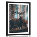 POSTER WITH MOUNT DEER IN THE FOREST - ANIMALS - POSTERS