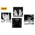 CANVAS PRINT SET HEAVENLY JOY IN BLACK AND WHITE - SET OF PICTURES - PICTURES