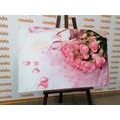 CANVAS PRINT BOUQUET OF PINK ROSES - STILL LIFE PICTURES - PICTURES