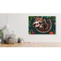 CANVAS PRINT CUTE SLOTHS - CHILDRENS PICTURES - PICTURES