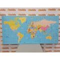 CANVAS PRINT MAP ON A BLUE BACKGROUND - PICTURES OF MAPS - PICTURES