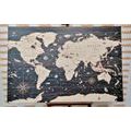DECORATIVE PINBOARD MAP ON A WOODEN BACKGROUND - PICTURES ON CORK - PICTURES