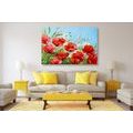 CANVAS PRINT PAINTED FIELD POPPIES - PICTURES FLOWERS - PICTURES