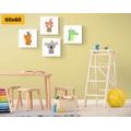 CANVAS PRINT SET CUTE ANIMAL INDIANS - SET OF PICTURES - PICTURES