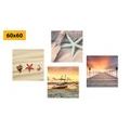 CANVAS PRINT SET SEA AND BEACH JEWELS - SET OF PICTURES - PICTURES
