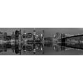 CANVAS PRINT WATER REFLECTION OF MANHATTAN IN BLACK AND WHITE - BLACK AND WHITE PICTURES - PICTURES